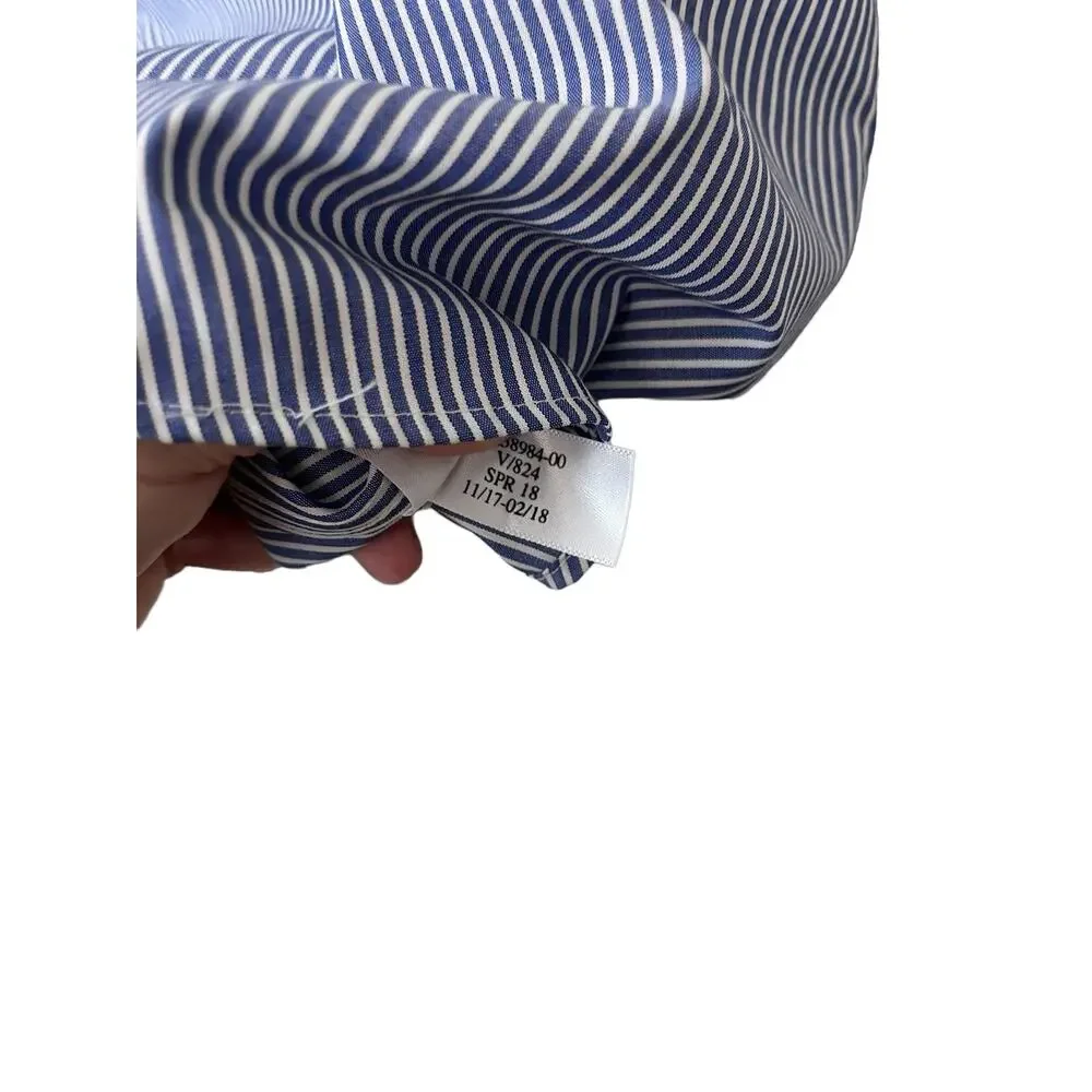 Banana Republic Mens Long Sleeve Button Down Shirt Blue White Stripe Size XL